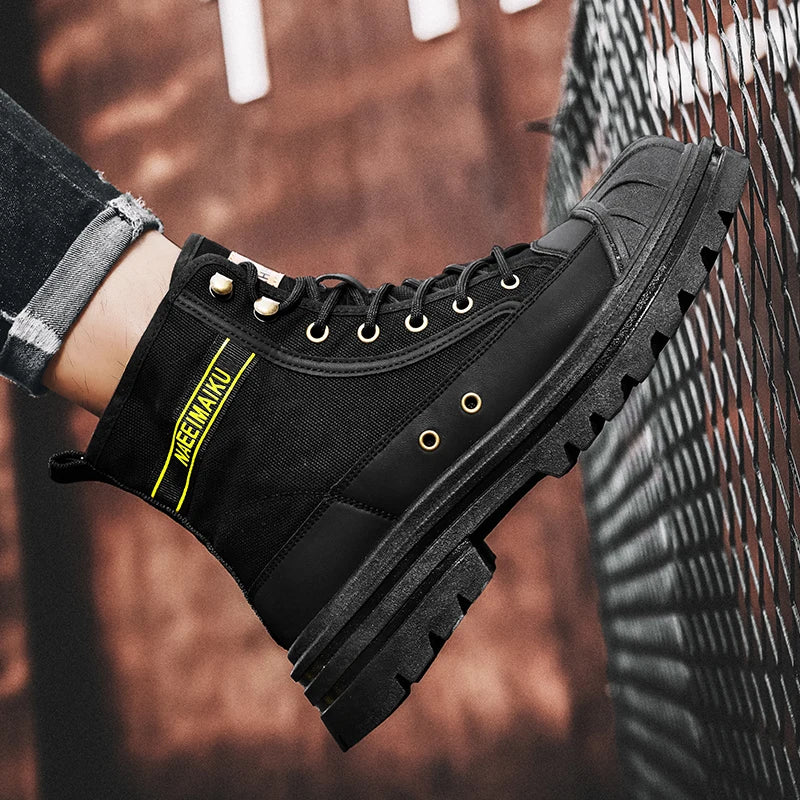 Beach Camp Men's boots four seasons high-top casual boots canvas boots soft-soled non-slip thick-soled outdoor boots fashion tooling boots