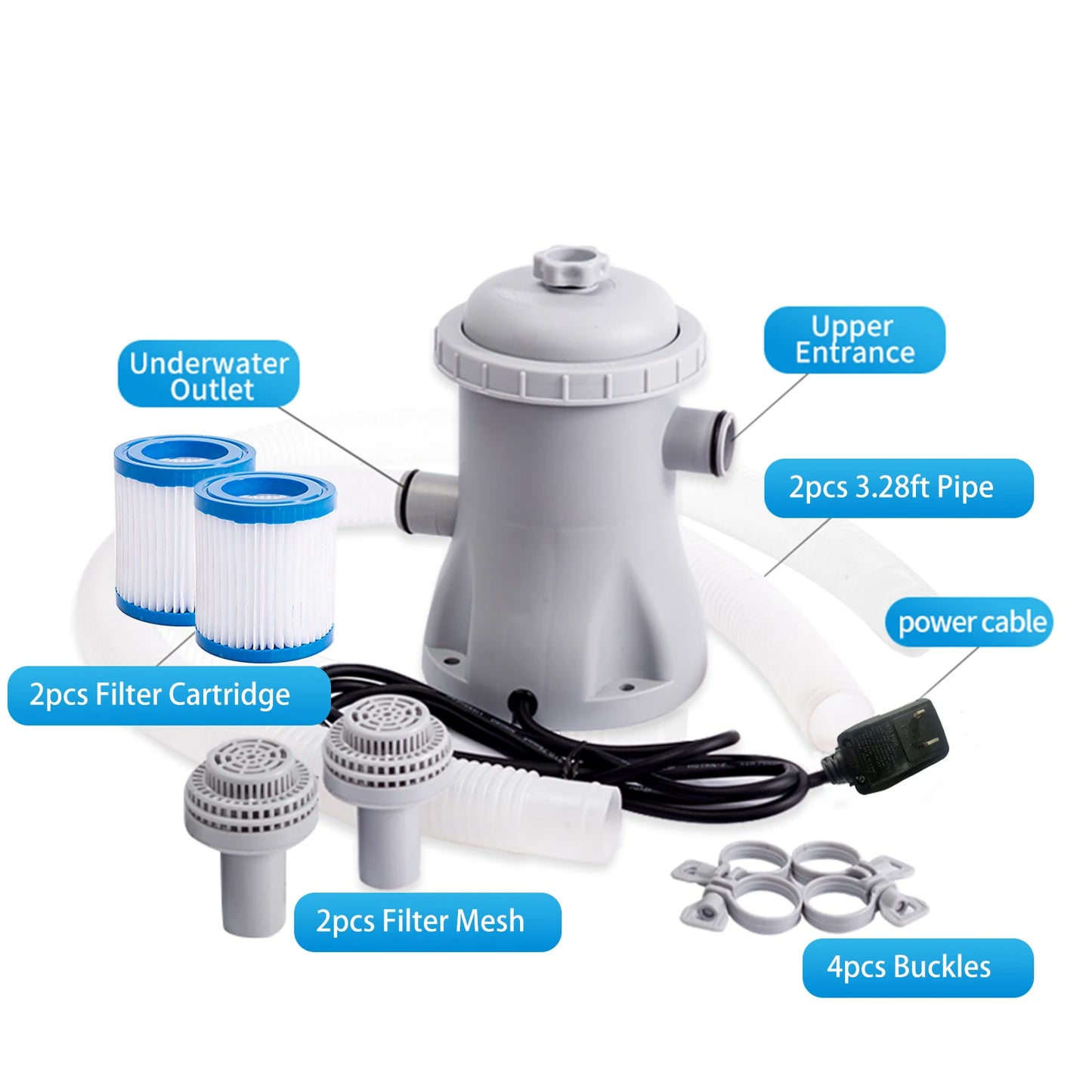 Beach Camp Pool Filter Pump 330 GPH Paddling Pool Electric Water Pump With 2 Pool Filter Cartridge Pool Pumps Above Ground Pool Filter Pump