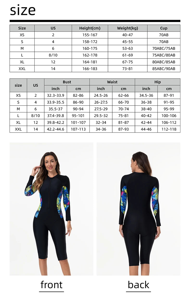 Beach Camp Women's Swimsuit Sport Style Long Sleeve One-Piece Bathing Suit Female Beachwear Woman Swimwear Surfing Suit Diving Outfits