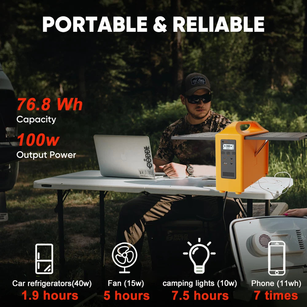 Beach Camp Portable Power Station 100W Solar Generator output AC 220V 110V LiFePO4 Power Bank UPS Power Plant For Outdoor Camping