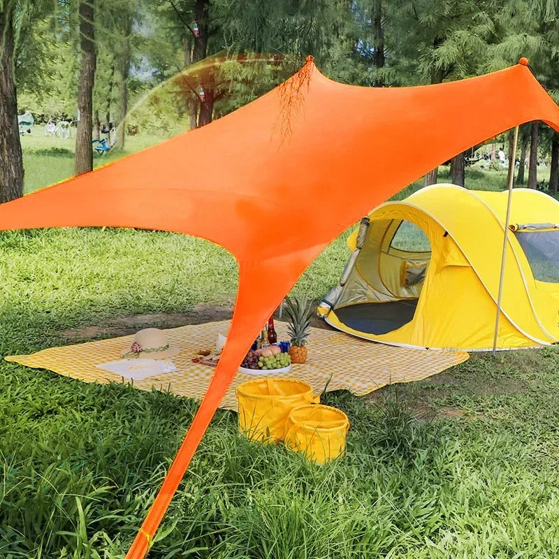Outdoor Beach Tent Sun Shelter Camping Shades Tents Windproof One-piece Beach Canopy Tents UPF50+ Portable Family Tent