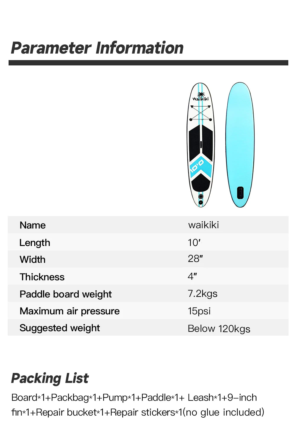Beach Camp inflatable paddle board paddleboard inflatable for single person ISUP with SUP accessories surfing board