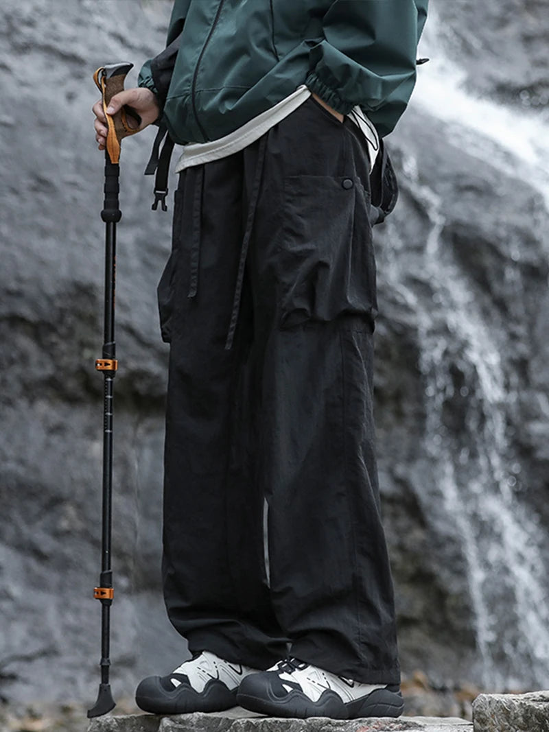 Beach Camp Hiking Pants Men Spring Summer Waterproof Lightweight Quick Dry Breathable Cargo Pants with Multi-Pockets Cooling Thin Trousers