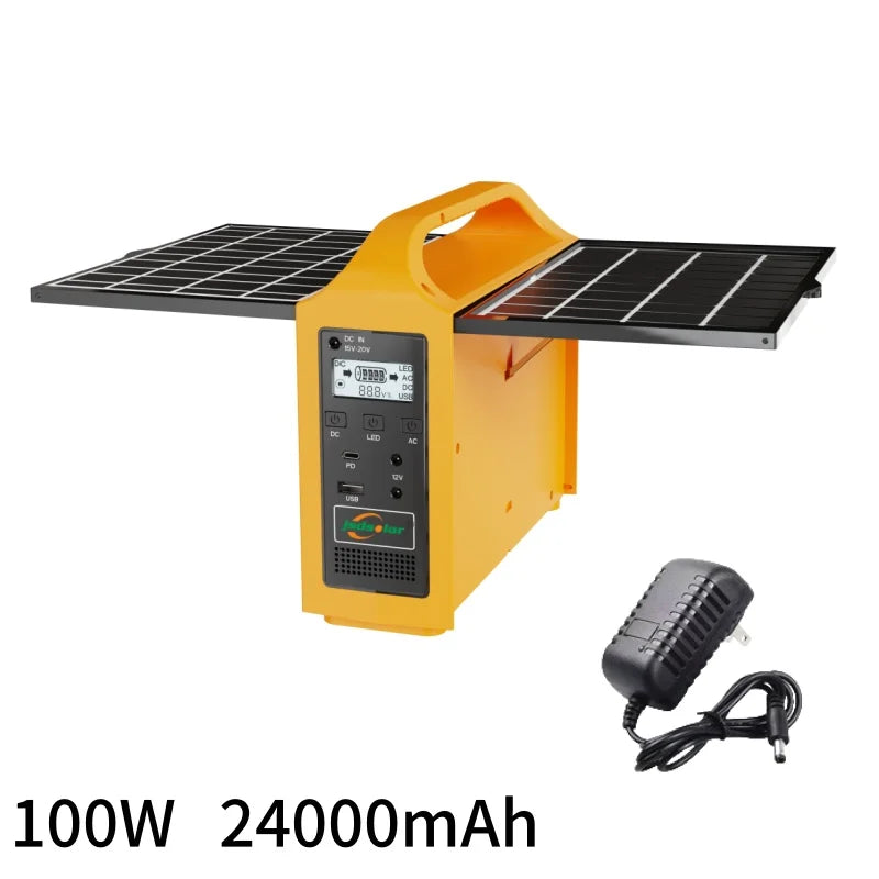 Beach Camp Portable Power Station 100W Solar Generator output AC 220V 110V LiFePO4 Power Bank UPS Power Plant For Outdoor Camping