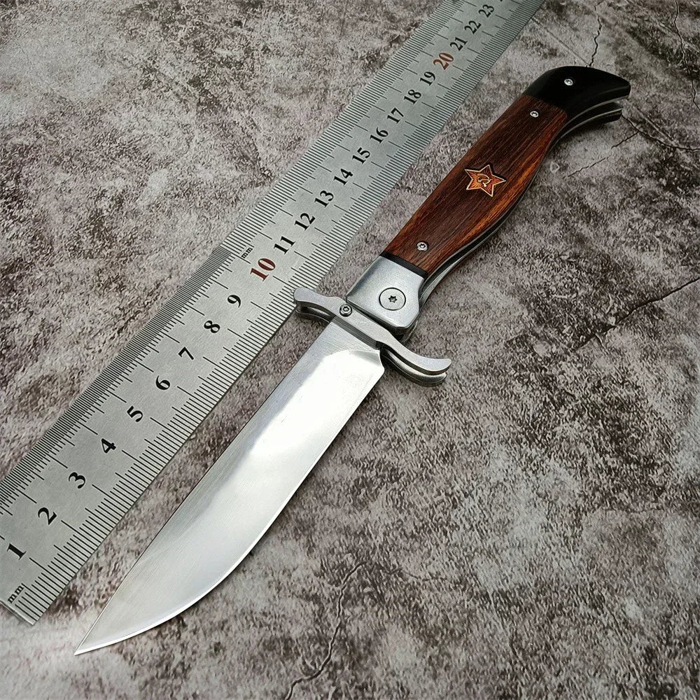 Beach Camp High Quality Folding Knife 440C Blade Wooden Handle Outdoor Hunting Camping Knives Tactical Pocket EDC Tool