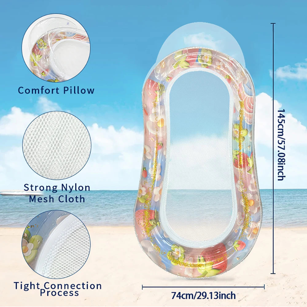 Beach Camp Inflatable Fruit Swimming Pool Float, Watermelon Clip Net Float, Large Water Float Raft Summer Beach Swimming Pool Inflatable Buoy