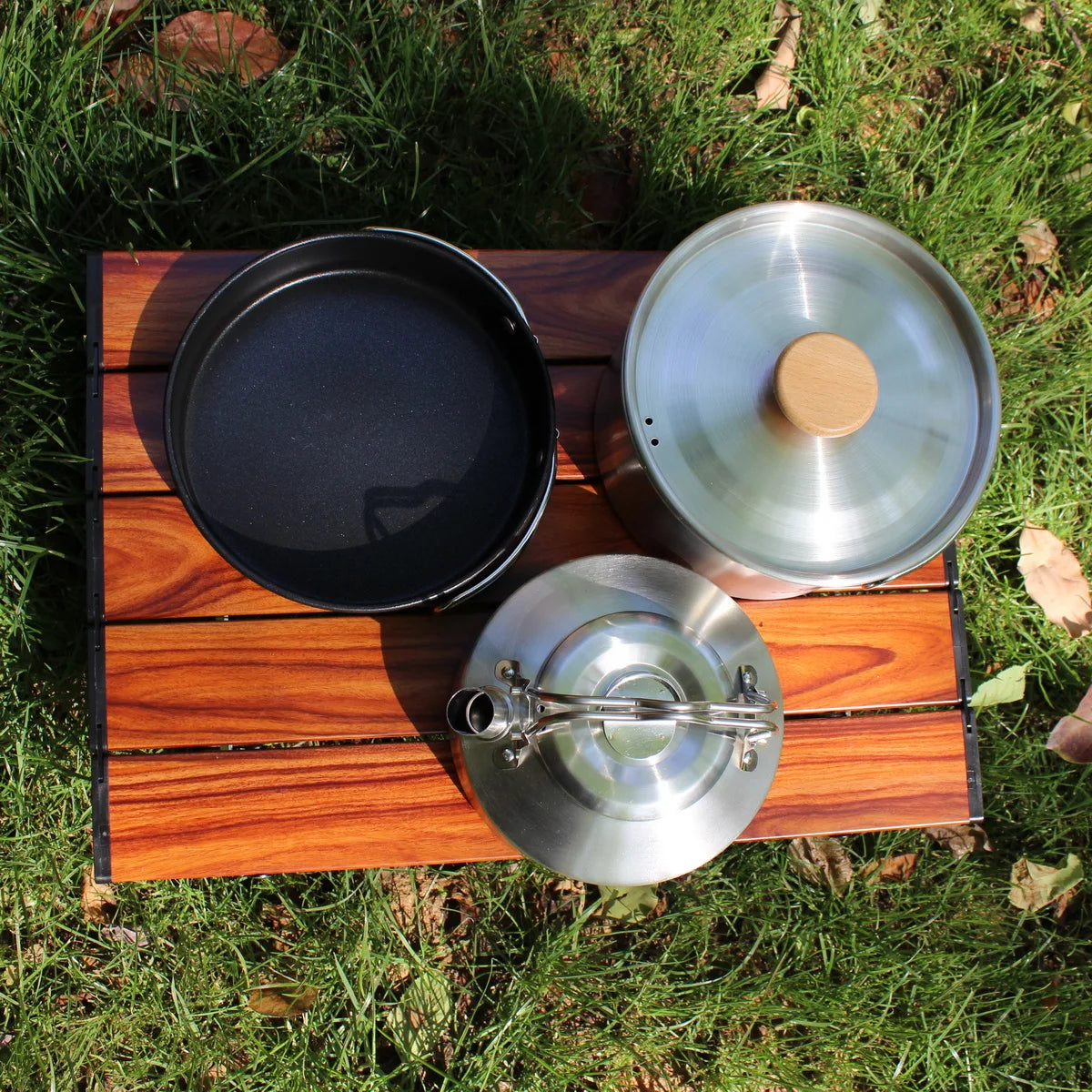 Leaftour Stainless Steel Camping Cookware Set Kettle Pot Pan - Outdoor Cooking Essentials for 2-3 People