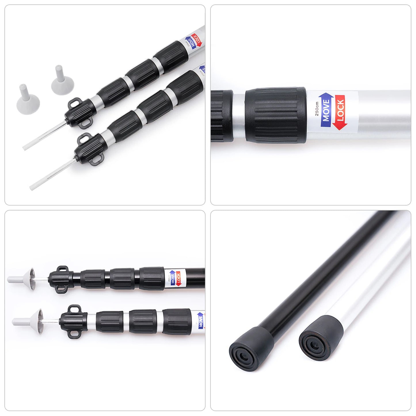 Thicken Aluminum Alloy Tent Pole Adjustable Tent Support Rod Beach Shelter Tarp Awning Pole Replacement Poles for Camping Hiking
