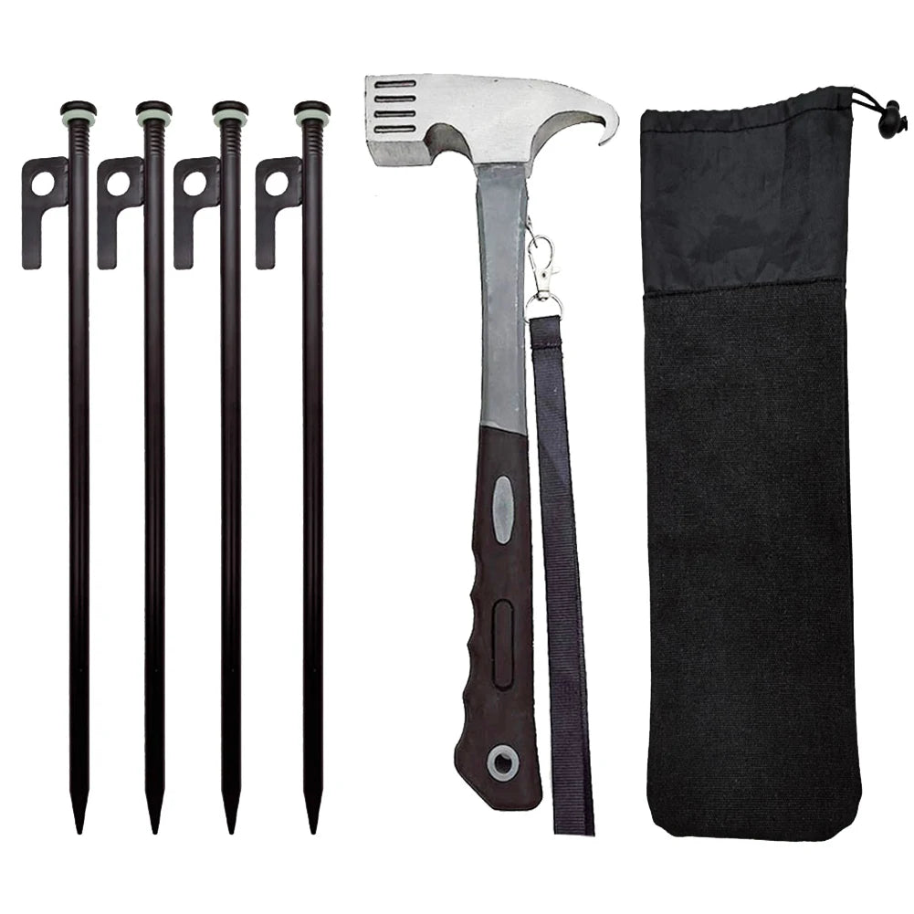 4/8Pcs Tent Pegs Forged Steel Tent Pegs Heavy Duty Unbreakable Tent Pegs with Storage Bag & Hammer for Camping Picnic