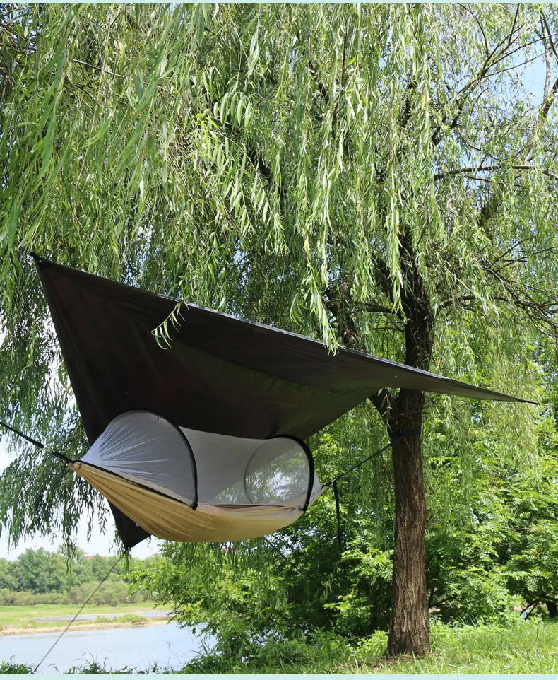 Beach Camp Camping hammock with net, lightweight and portable hammock, large capacity, anti rollover, suitable for backyard and hiking