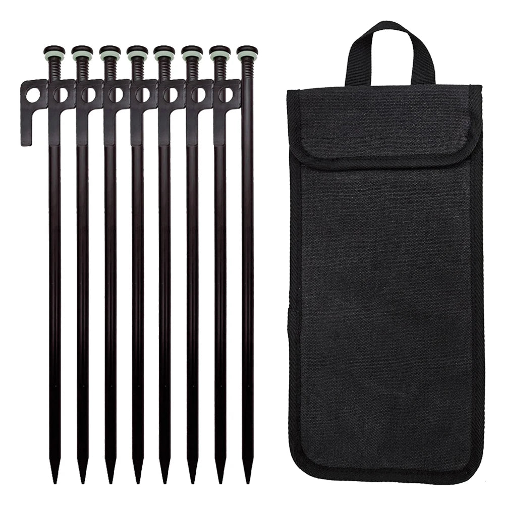 4/8Pcs Tent Pegs Forged Steel Tent Pegs Heavy Duty Unbreakable Tent Pegs with Storage Bag & Hammer for Camping Picnic