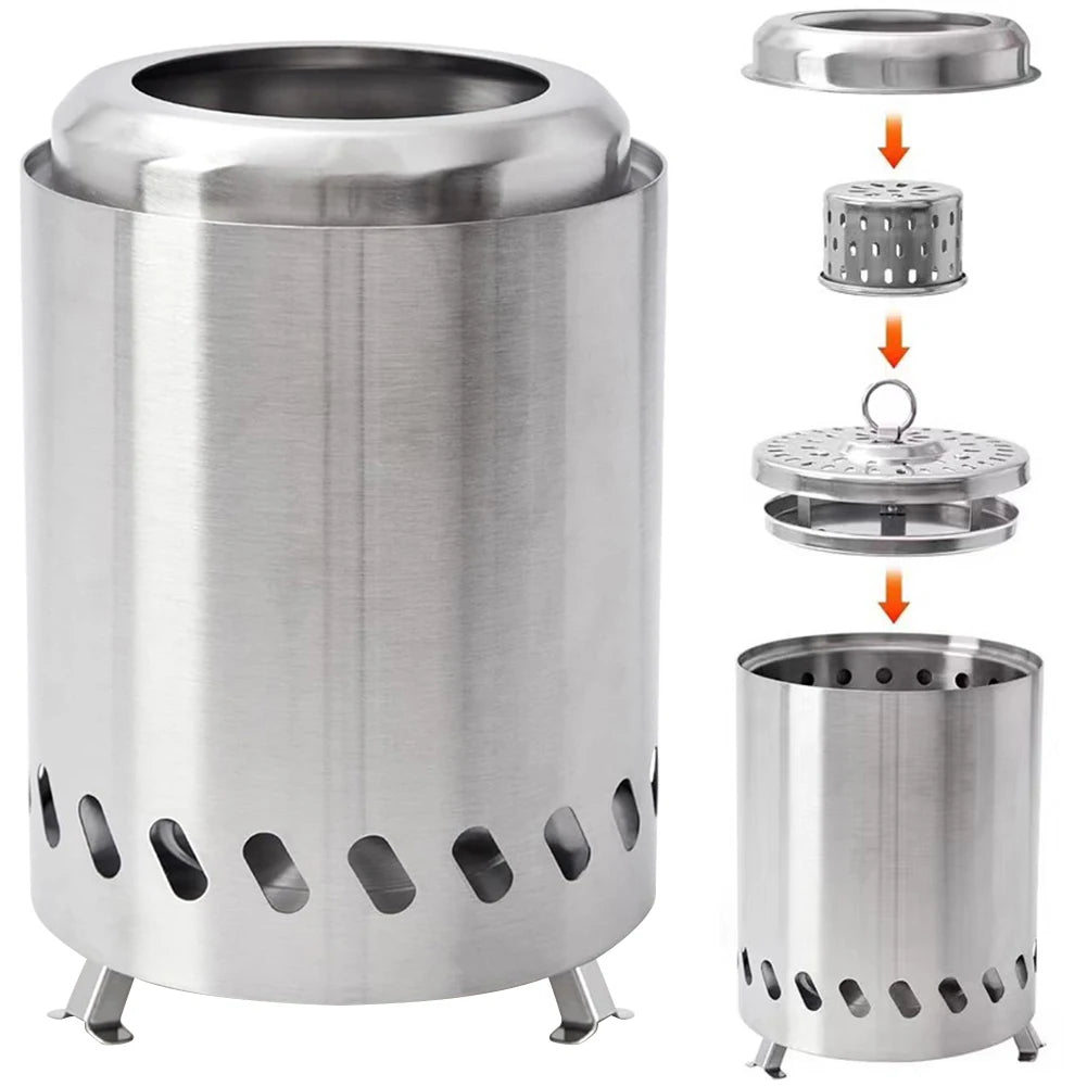 Beach Camp Smokeless Tabletop Fire Pit Stainless Steel Portable Mini Stove Mini Fire Pit Wood Burning Or Pellet Fueled Portable Bonfire