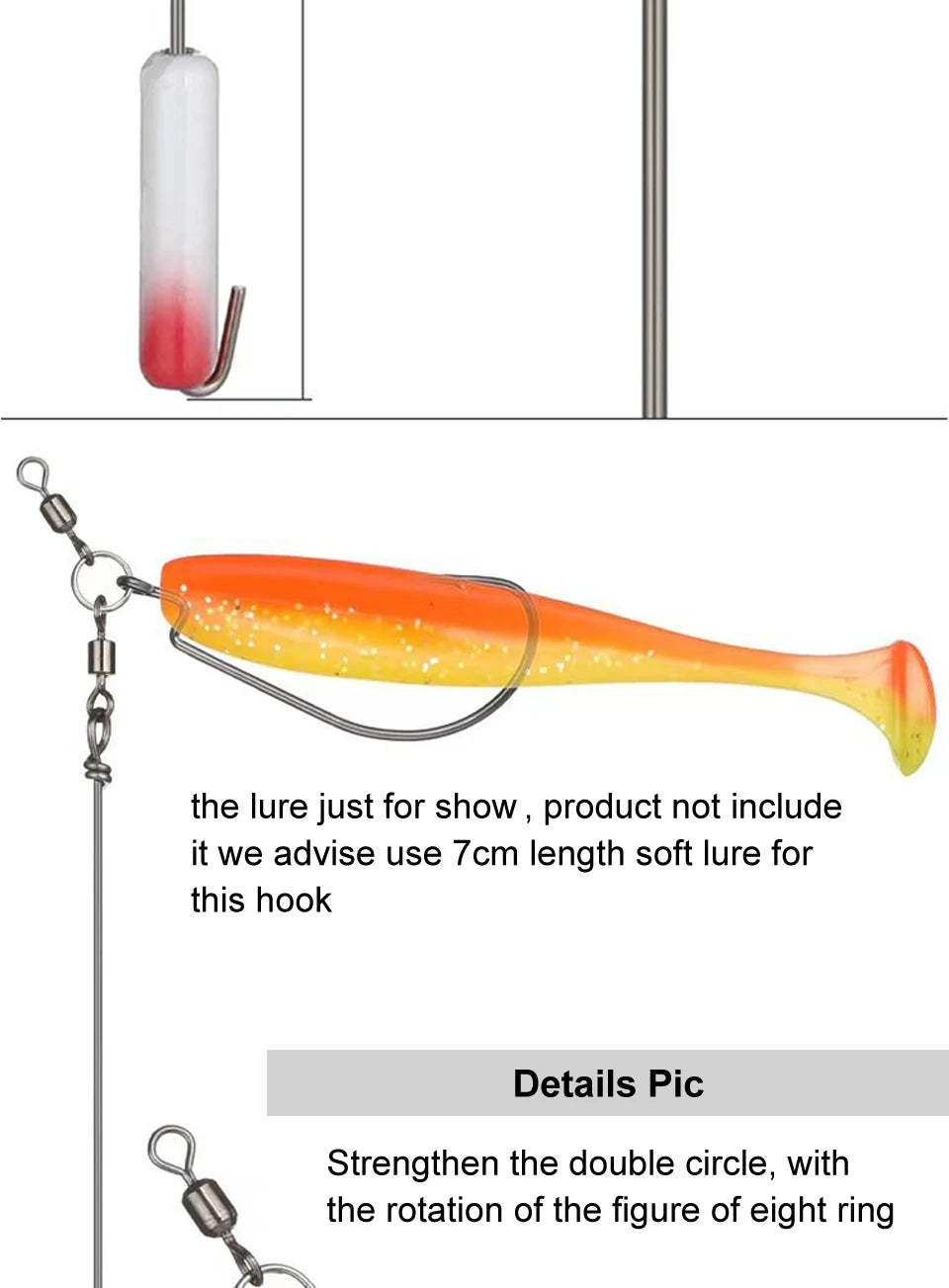 Fishing Hooks 5Pcs Punch Shot Rig Kit Metal Jig Crank Hook Attached Roller Swivels Sinker Bass Accessories Sea Goods for Fishing