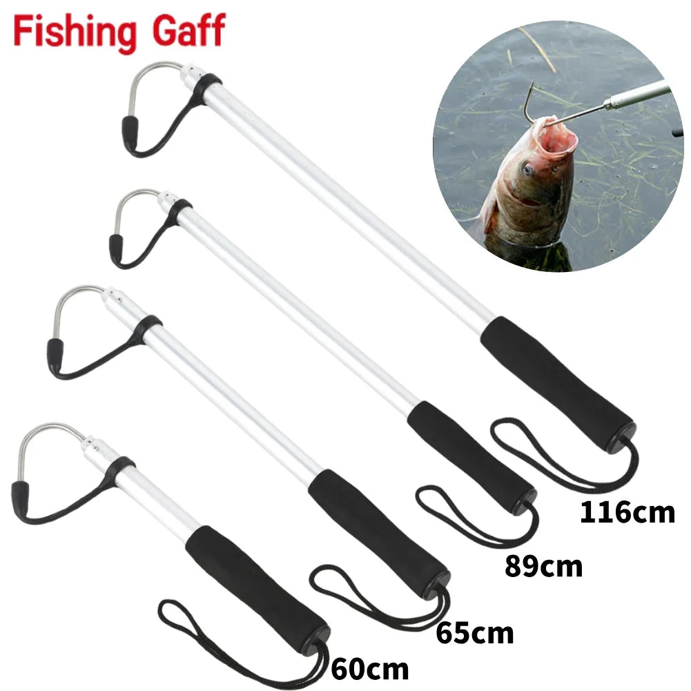 Telescopic Sea Fishing Gaff Stainless Aluminum Alloy Spear Hook Tackle