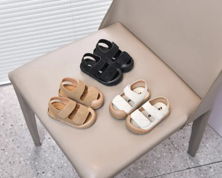 Baby Beach Shoes Toes Capped Anti-kicked Toddler Kids Walking Shoes Non-slip Soft Sole 2025 Summer Boys Girls Sandals Versatile