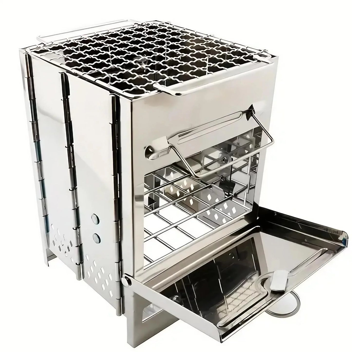 Beach Camp Square Wood Stove Outdoor Grill Mini Grill BBQ Outdoor Grill Camping Picnic Folding Grill