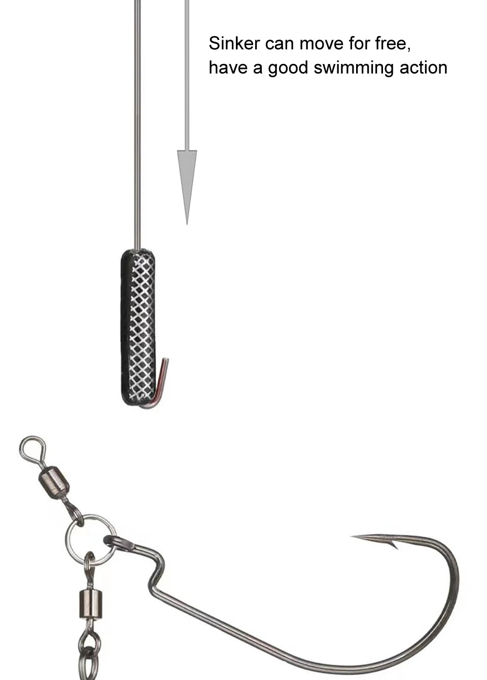 Fishing Hooks 5Pcs Punch Shot Rig Kit Metal Jig Crank Hook Attached Roller Swivels Sinker Bass Accessories Sea Goods for Fishing