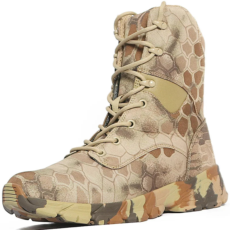 Outdoor Men's Boots High Top Python Camouflage Combat shoes Tactical Desert Boots Men Shoes Motorcycle Boot Woman