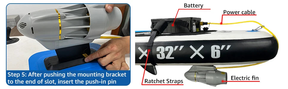 Beach Camp Underwater Thruster Motor for Kayak Boats Accessories, Electric Fins Propeller Stand Up Paddle SUP Surf Fishing Motor