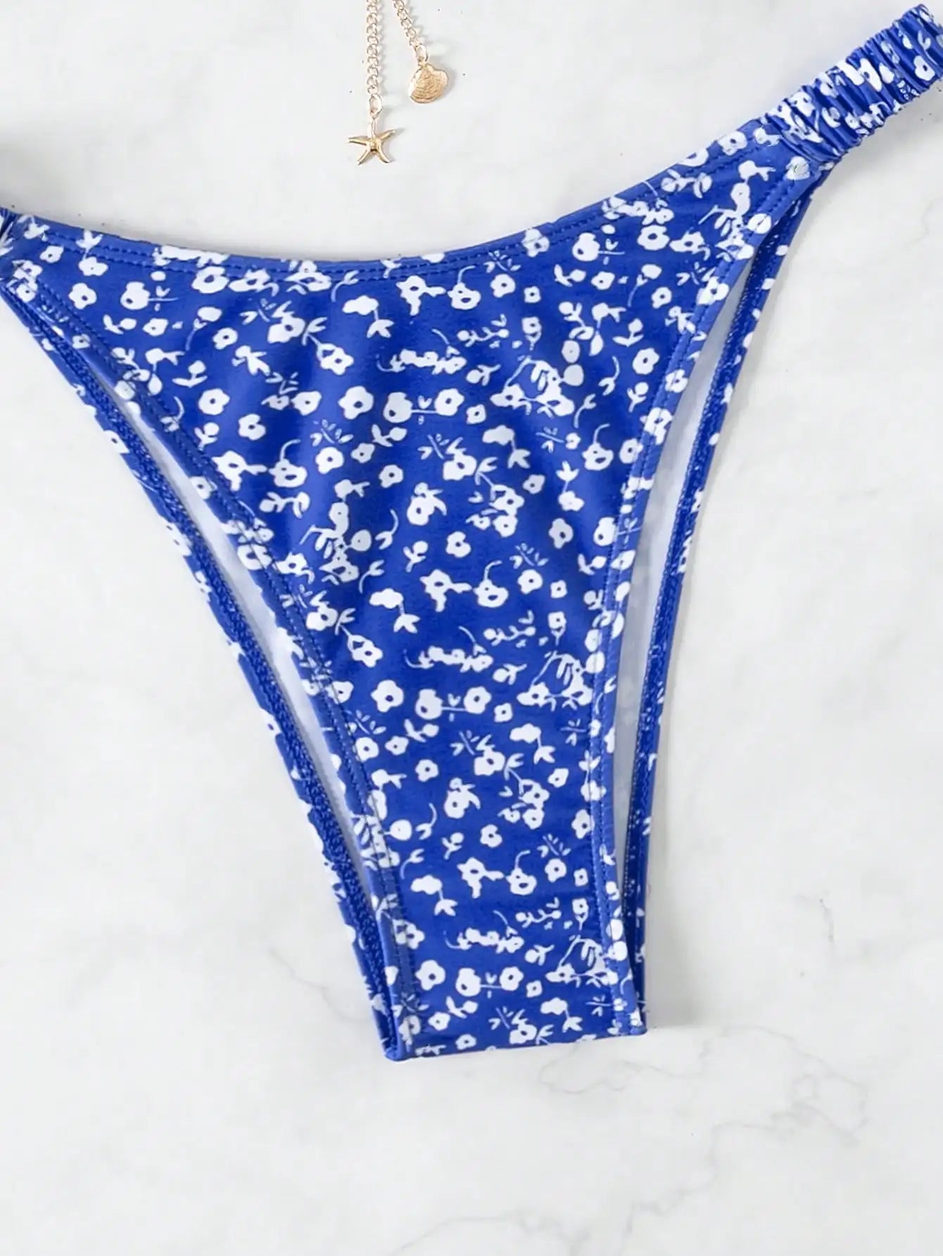 Beach Camp Halter neck floral pattern triangle cup split bikini summer cool swimwear comfortable
