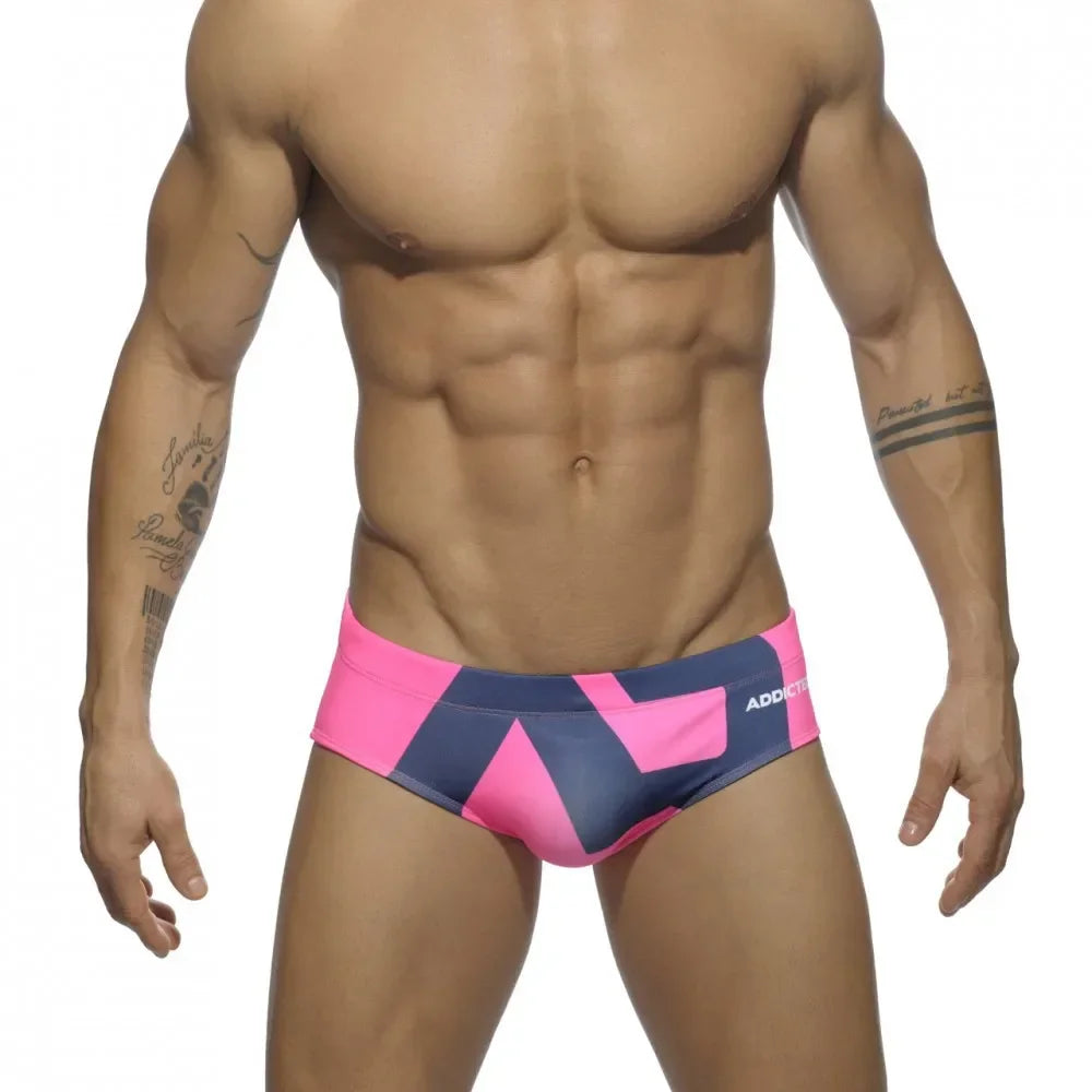 Men's Swimsuit Bikini Briefs Sexy Letter Print Swimwear Beach Shorts Boxer Swim Trunks Pants Quick Dry Bathing Suit Beachwear