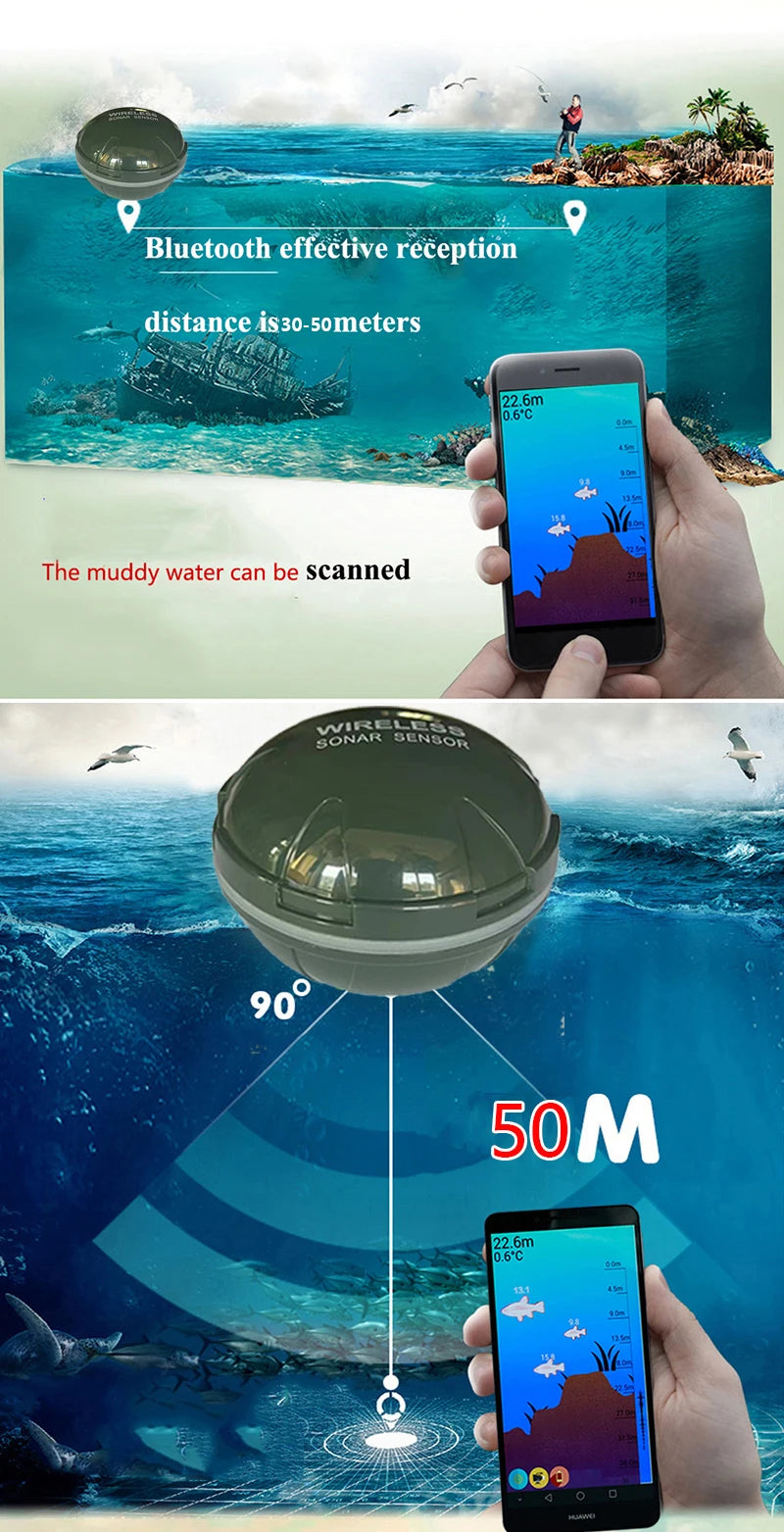 Beach Camp 2025 New Design Brand New Smart Phone Fish Finder Sonar Android & IosFish Finder Bluetooth Intelligent Fish Visual Fishing