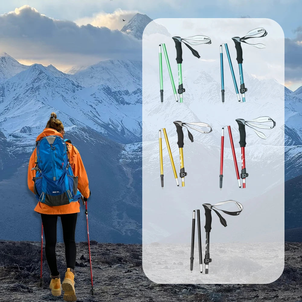 Hiking poles trekking poles hiking sticks collapsible hiking 1pc ultralight folding hiking sticks for adults, hiking gear