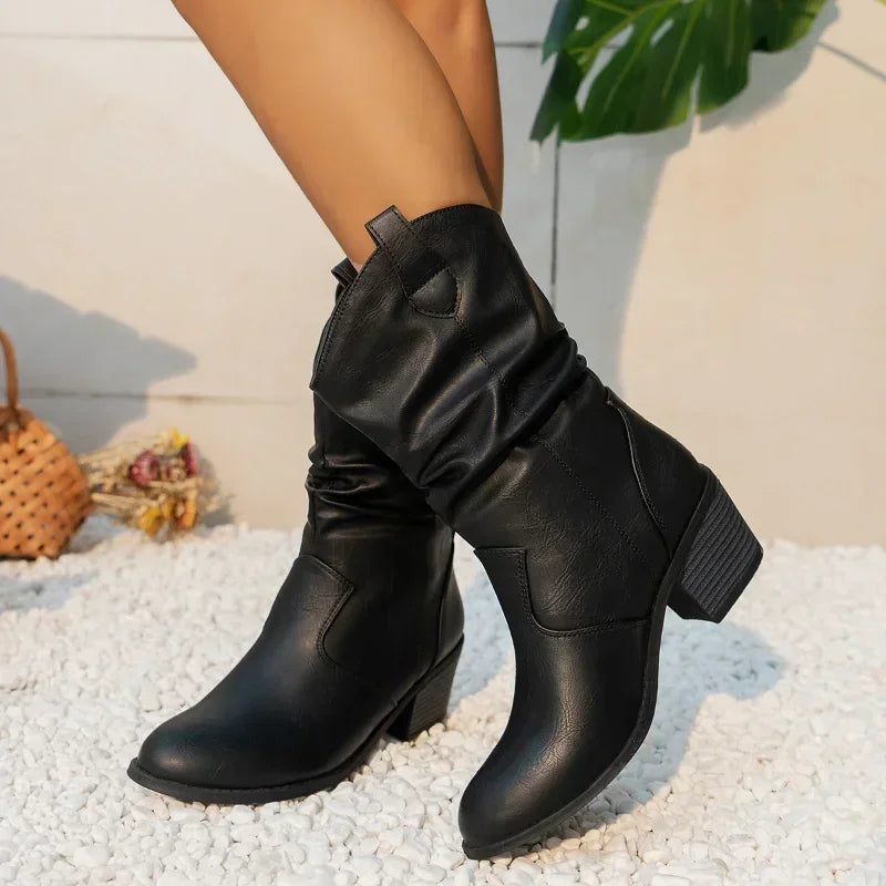 Western Cowboy Boots for Women Autumn Winter Retro