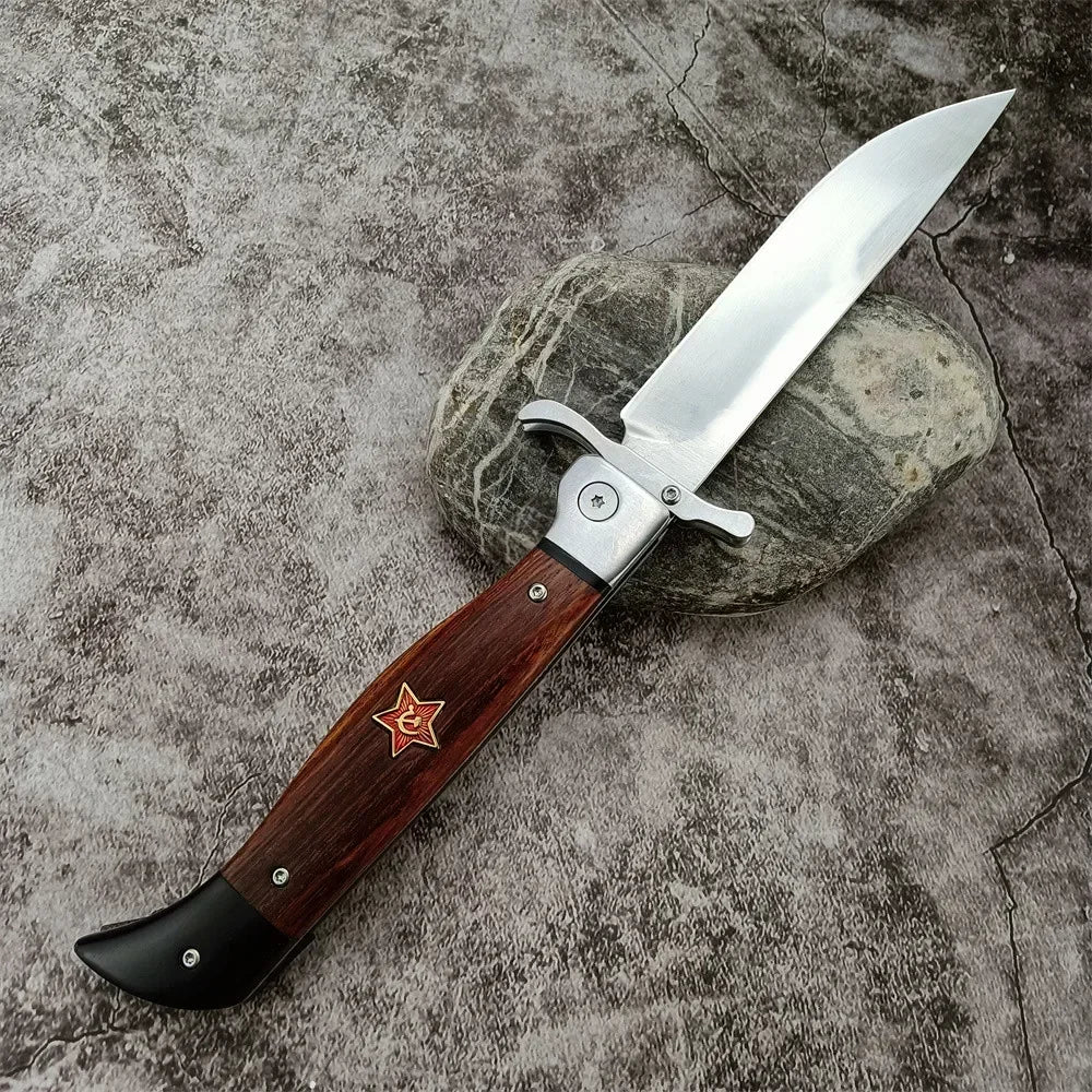 Beach Camp High Quality Folding Knife 440C Blade Wooden Handle Outdoor Hunting Camping Knives Tactical Pocket EDC Tool