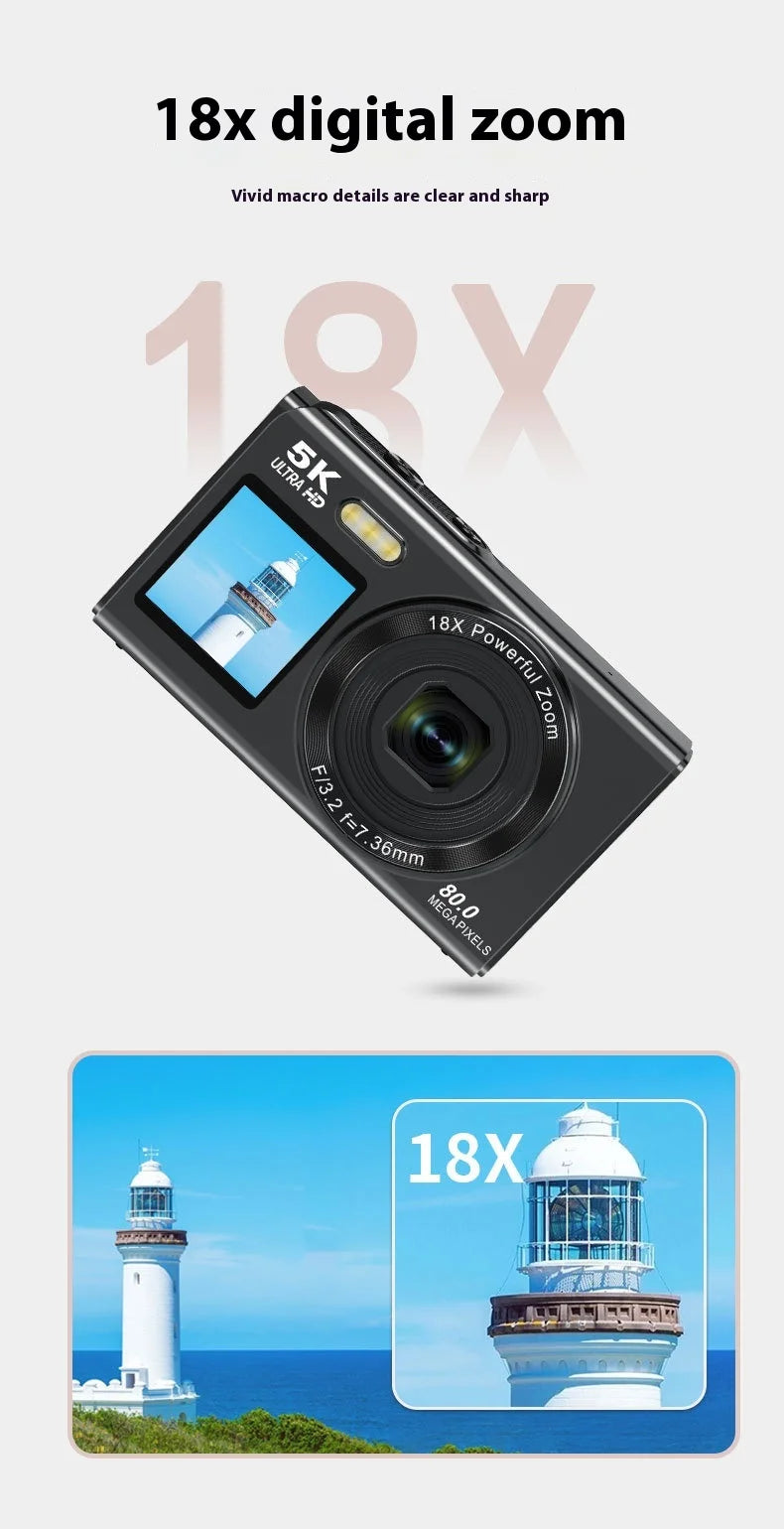 Beach Camp High-Definition Digital Camera 80 Mega Pixel Dual Screen Selfie Professional Photography Student Easy Carry Camera