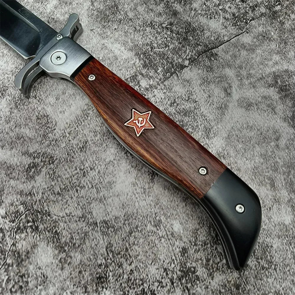 Beach Camp High Quality Folding Knife 440C Blade Wooden Handle Outdoor Hunting Camping Knives Tactical Pocket EDC Tool