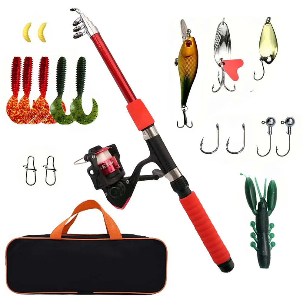Fishing set 1.8m fishing rod and fishing wheel Fish float bait set Telescopic rod rotary fishing wheel saltwater Fresh water