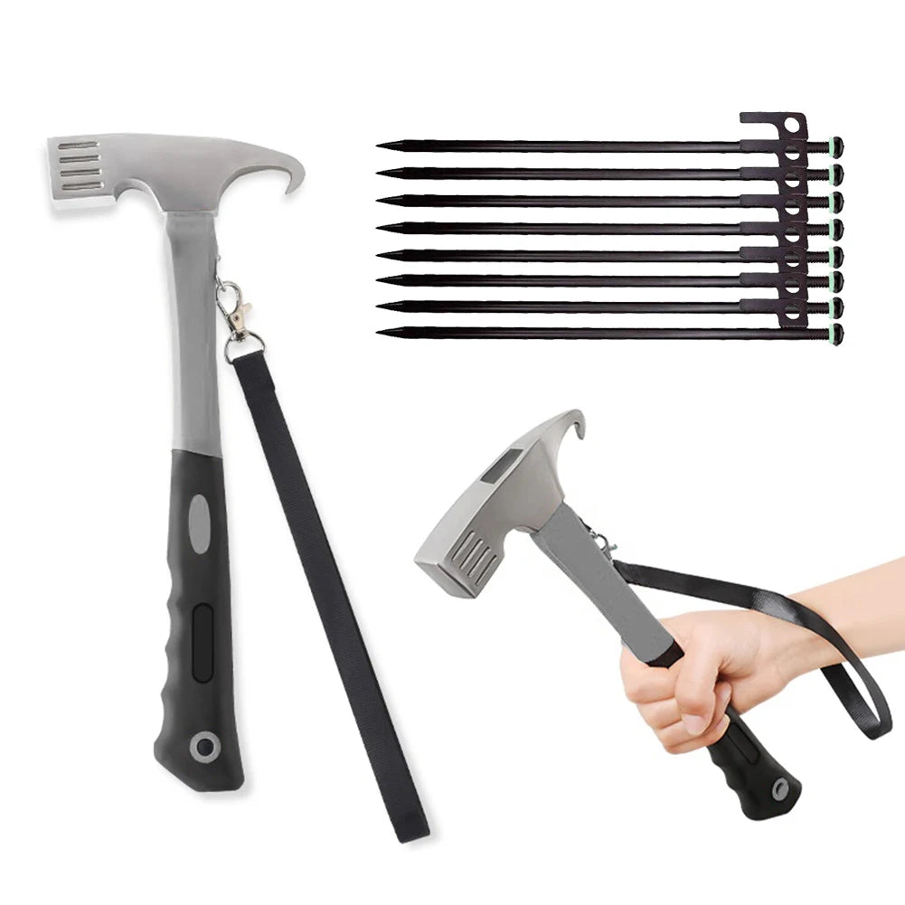 4/8Pcs Tent Pegs Forged Steel Tent Pegs Heavy Duty Unbreakable Tent Pegs with Storage Bag & Hammer for Camping Picnic