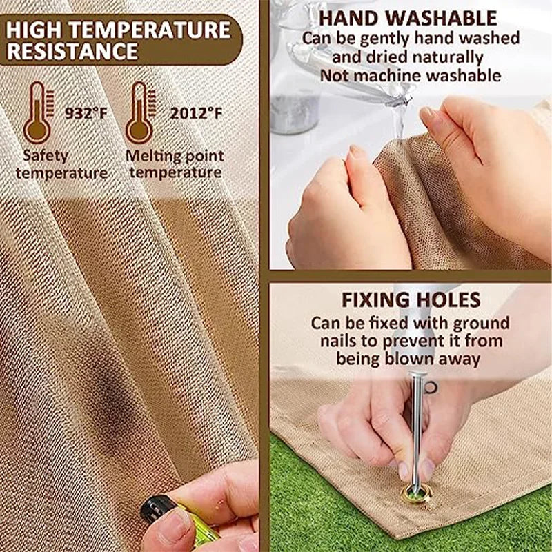 1pc Barbecue Fire Protection Pit Mat Camping Picnic Barbecue Mat High Temperature Ironing Fire Retardant Carpet Outdoor Indoor