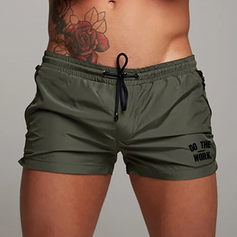 Beach Camp Men's Swimsuit Swim Shorts Summer Casual Beach Board Shorts for Men Quick Dry Running Surf Fitness Gym Shorts Zipper Pocket