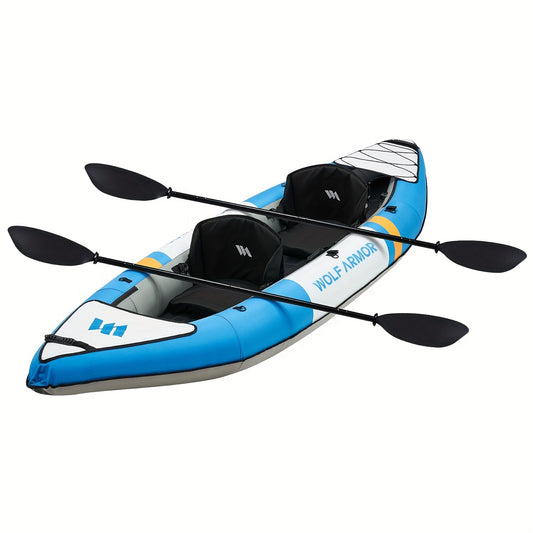 Beach Camp Inflatable Recreational Touring Kayak with EVA Padded Seats, 2 Person Tandem Inflatable Kayak with All The Accessories, Lake, River, and Ocean Kayaks Boat for Fishing, Travel, and Adventur