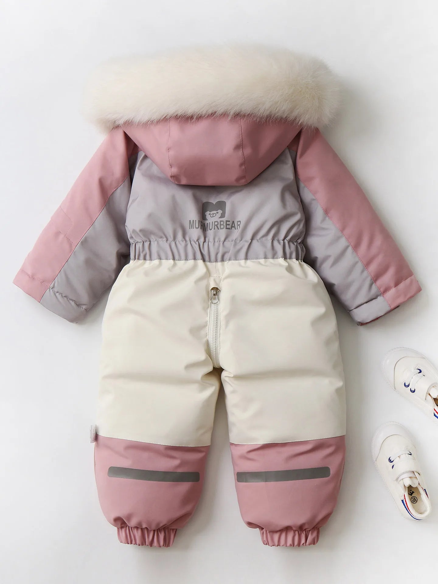 2025 Winter New Cross-Border Children's Jumpsuit Hooded Plus Velvet Padded Ski Suit with Zipper Closure for Baby Climbing