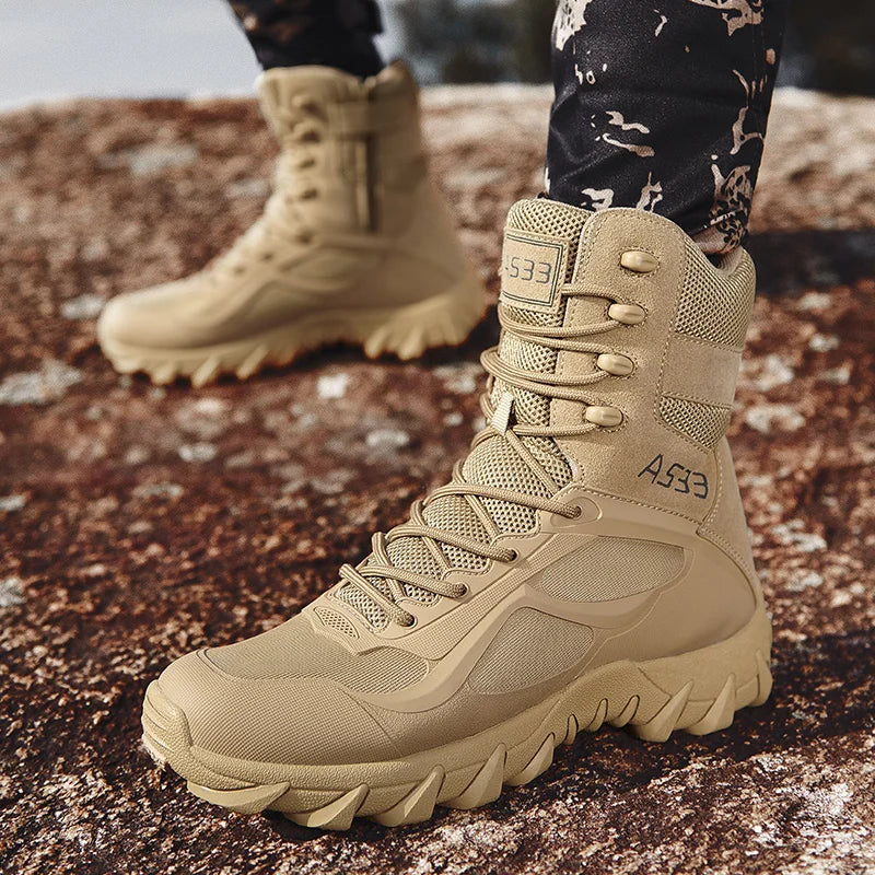 Beach Camp Winter Tactical Combat Boots Men Work Safety Shoes Special Force Desert Ankle Boot Men's Hunting Trekking Camping Boots