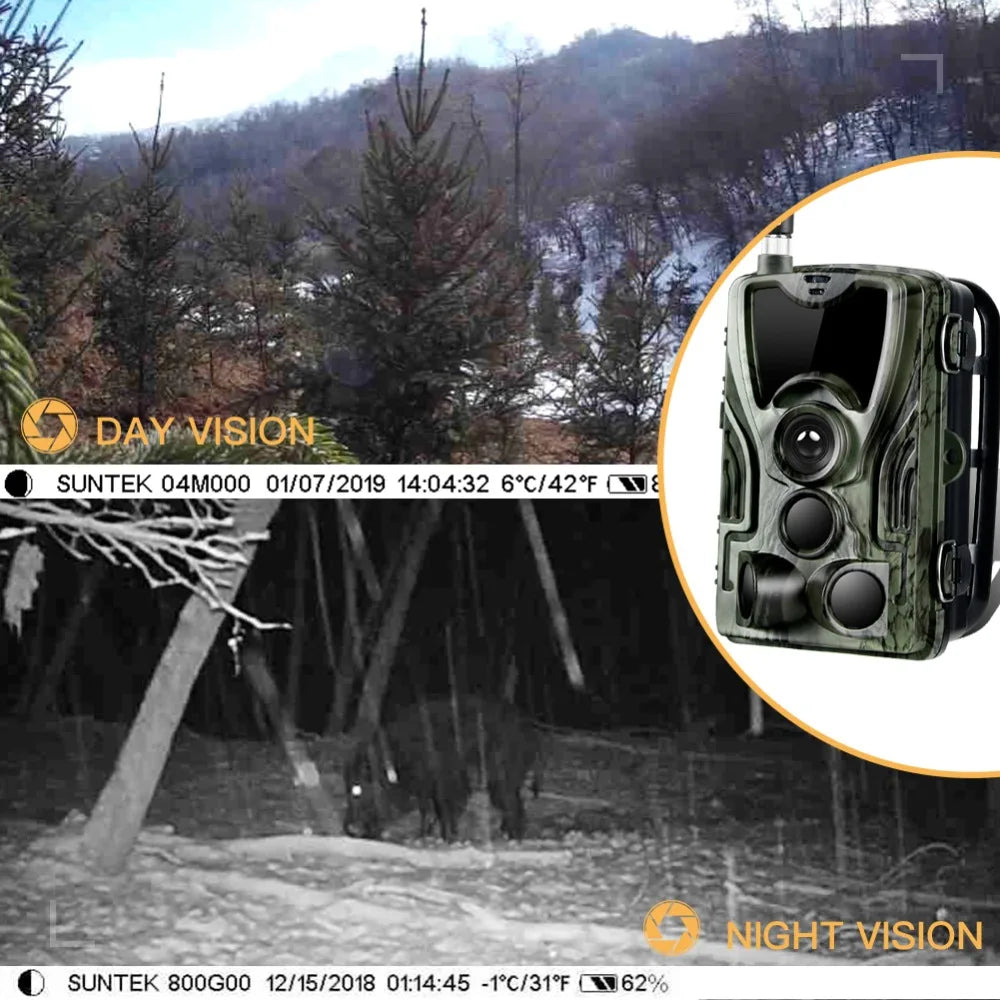 2G Hunting Trail Camera 20MP 1080P MMS/SMTP/SMS Wireless Wildlife Cameras Photo Traps HC801M Night Vision Hunter Chasse
