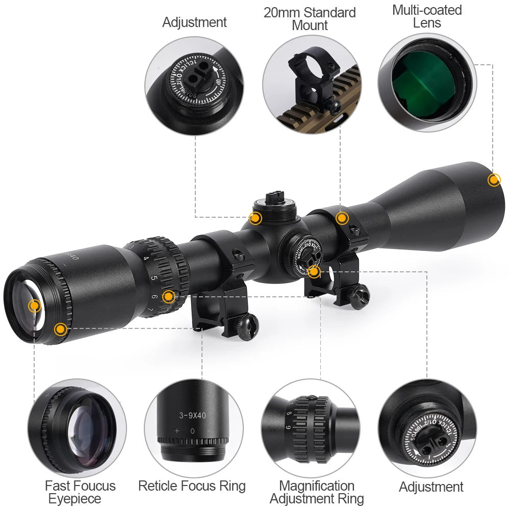Beach Camp OPTICS Scope Glass Tube Tactical Long Eye Relief IPX7 Waterproof Shockproof Hunting Scope
