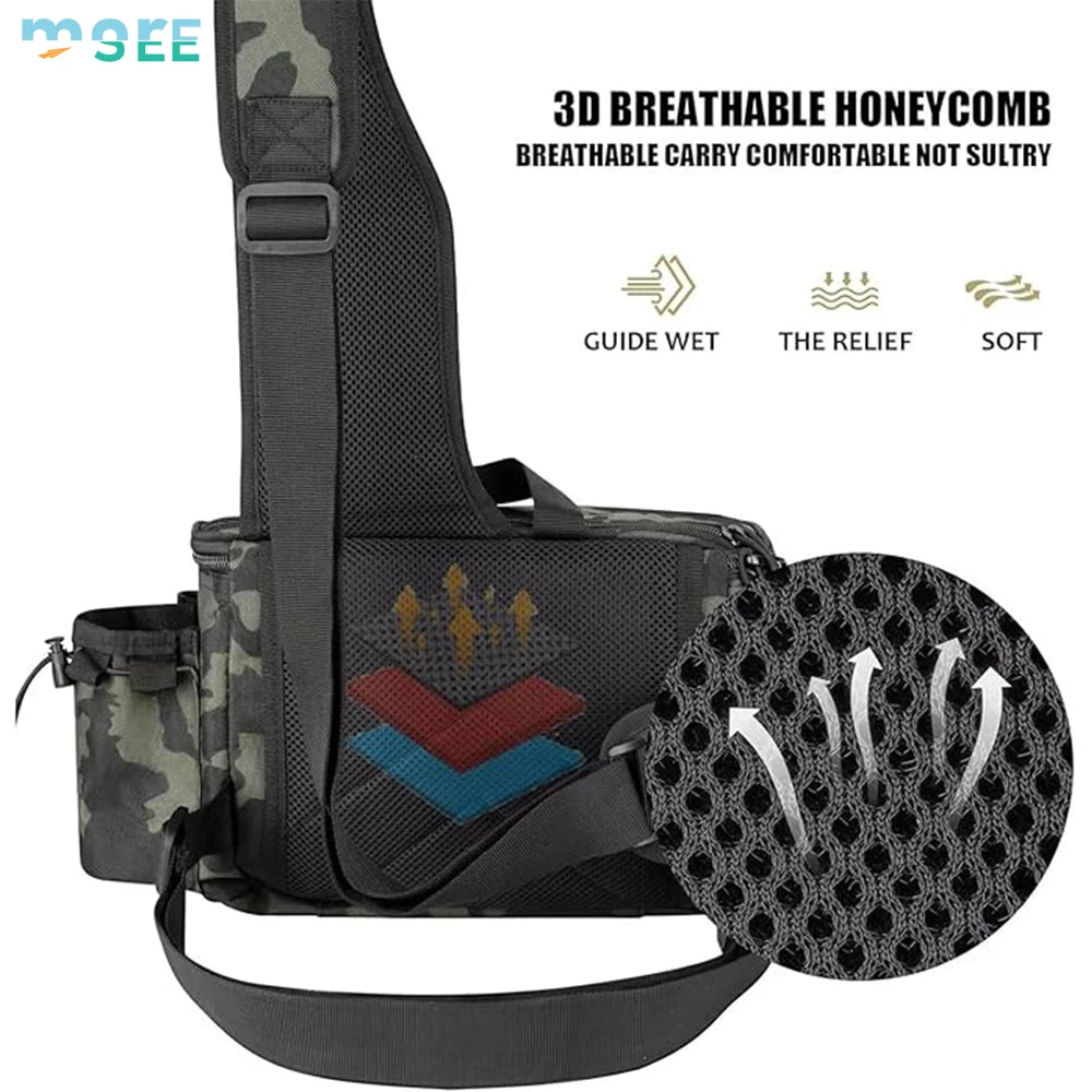 Beach Camp Selection D-Rings and Waist Strap Portable Fishing Tackle Bag Fly Fishing Bag Sling Pack Fishing Pack Waist Pack