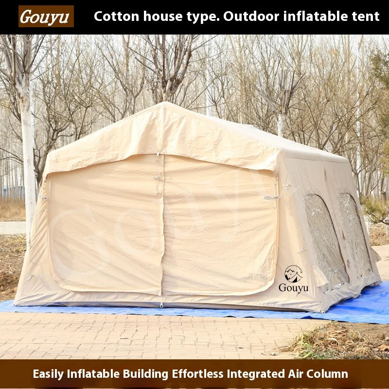 146 sq' Flat Inflatable Tent Overnight Quick Outdoor Camping Folding Free Camping Tent Rain protection