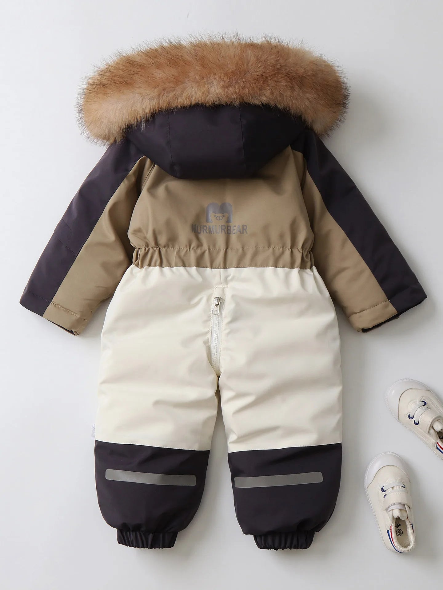 2025 Winter New Cross-Border Children's Jumpsuit Hooded Plus Velvet Padded Ski Suit with Zipper Closure for Baby Climbing