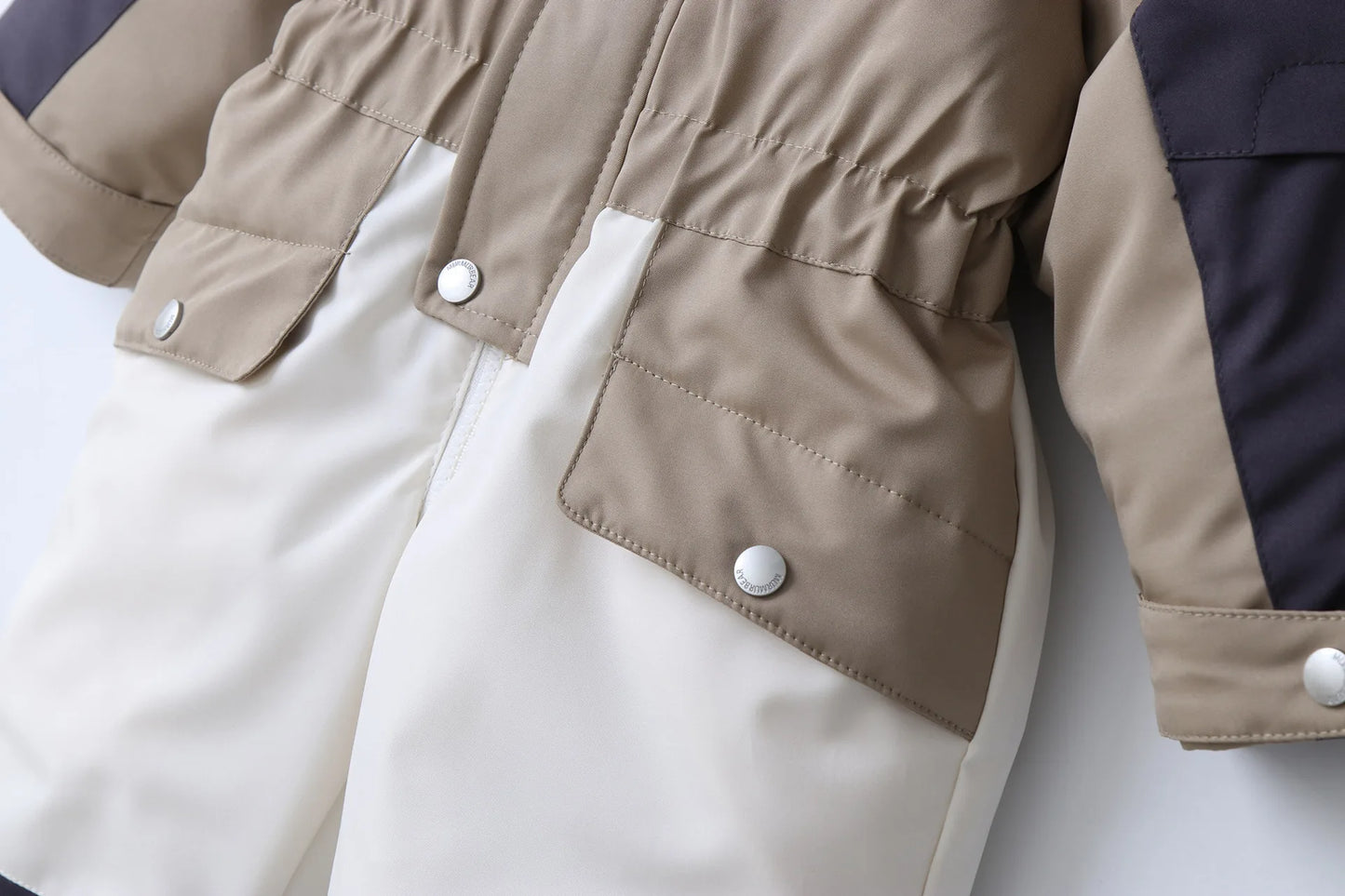 2025 Winter New Cross-Border Children's Jumpsuit Hooded Plus Velvet Padded Ski Suit with Zipper Closure for Baby Climbing