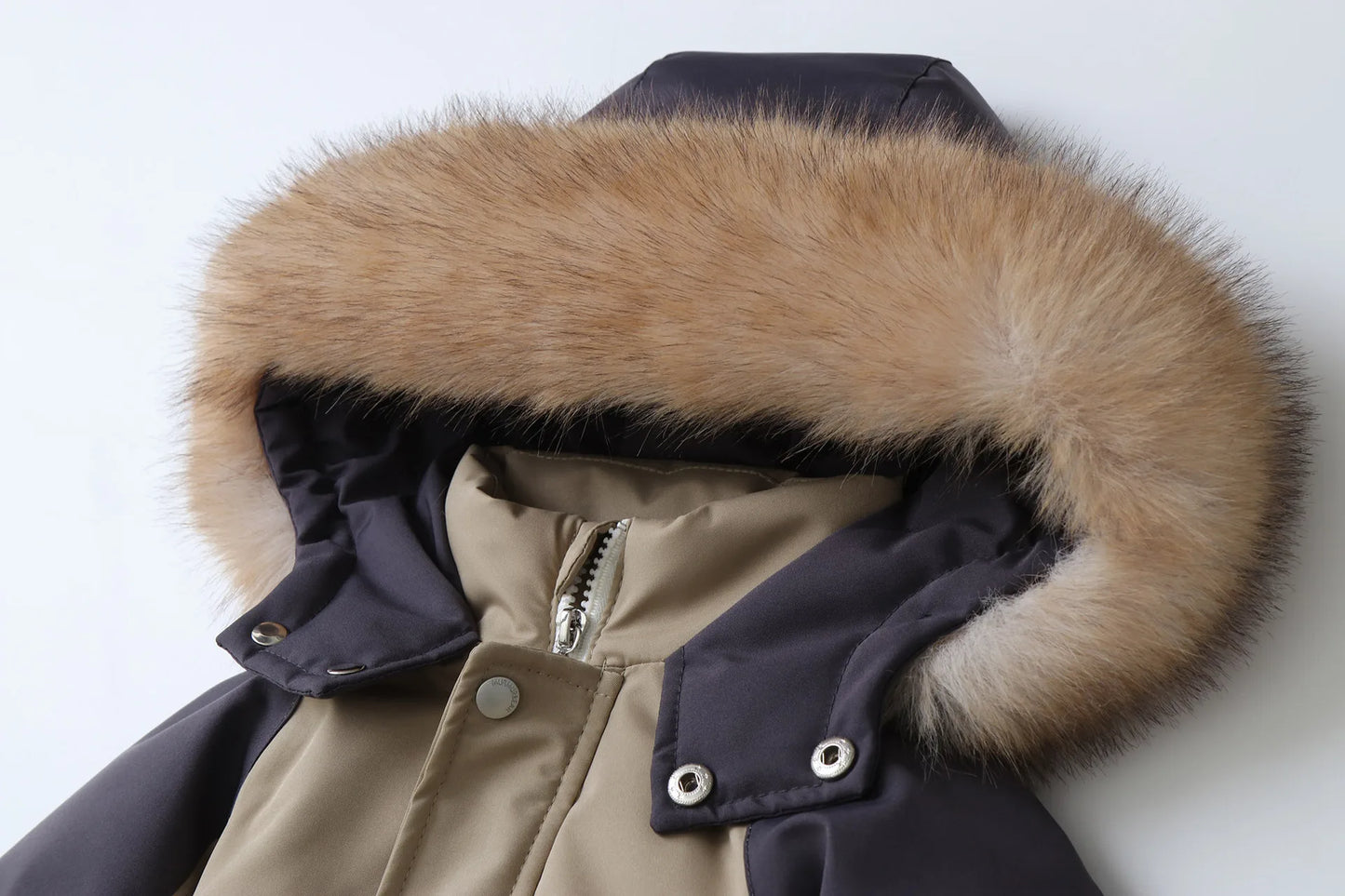 2025 Winter New Cross-Border Children's Jumpsuit Hooded Plus Velvet Padded Ski Suit with Zipper Closure for Baby Climbing