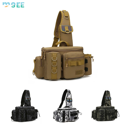 Beach Camp Selection D-Rings and Waist Strap Portable Fishing Tackle Bag Fly Fishing Bag Sling Pack Fishing Pack Waist Pack