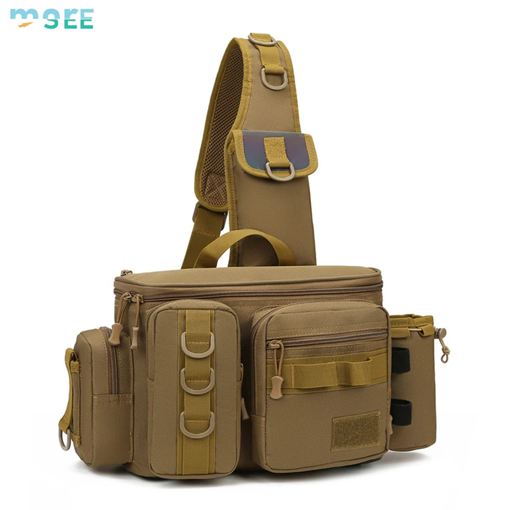 Beach Camp Selection D-Rings and Waist Strap Portable Fishing Tackle Bag Fly Fishing Bag Sling Pack Fishing Pack Waist Pack