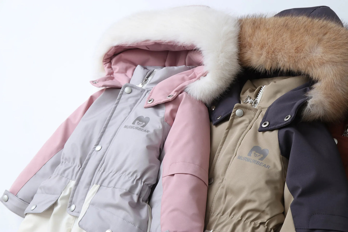 2025 Winter New Cross-Border Children's Jumpsuit Hooded Plus Velvet Padded Ski Suit with Zipper Closure for Baby Climbing