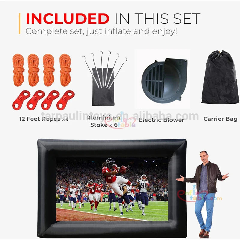 Beach Camp 8FT, 16FT Fast Shipping Inflatable Portable Outdoor And Indoor Movie Theater Projector Screen With All Accessories