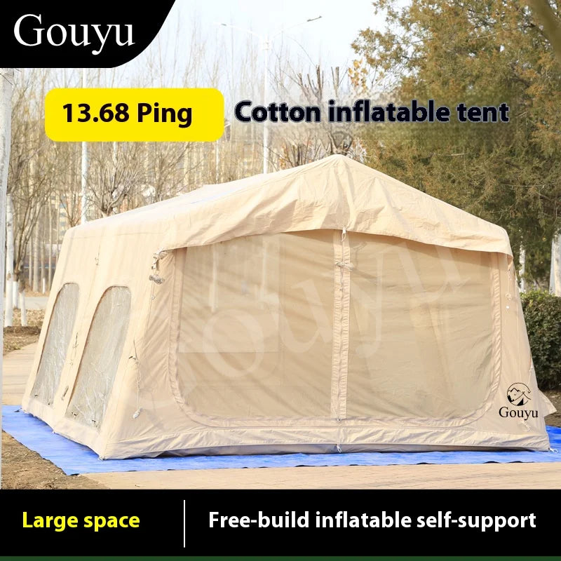 146 sq' Flat Inflatable Tent Overnight Quick Outdoor Camping Folding Free Camping Tent Rain protection